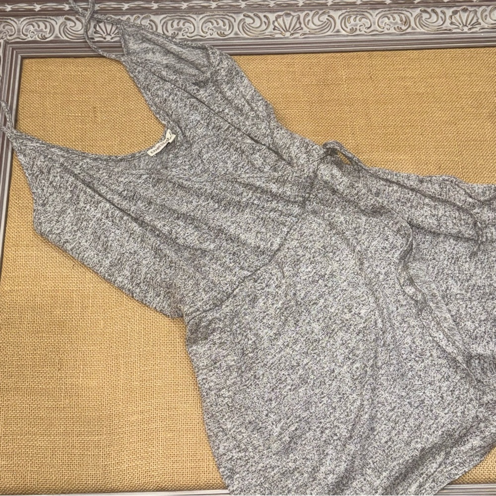 Gray Sleeveless Wrap Romper